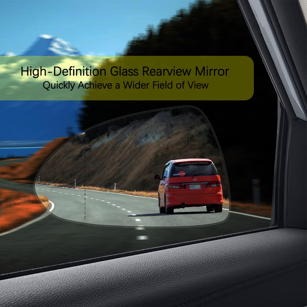 Cristal de Espejo Izquierda Reemplazar para Opel Corsa D 07.2006-08.2014 Corsa E 09.2014-06.2019, Calentable Cristal de Retrovisor Exterior con Placa de Soporte y Accesorios