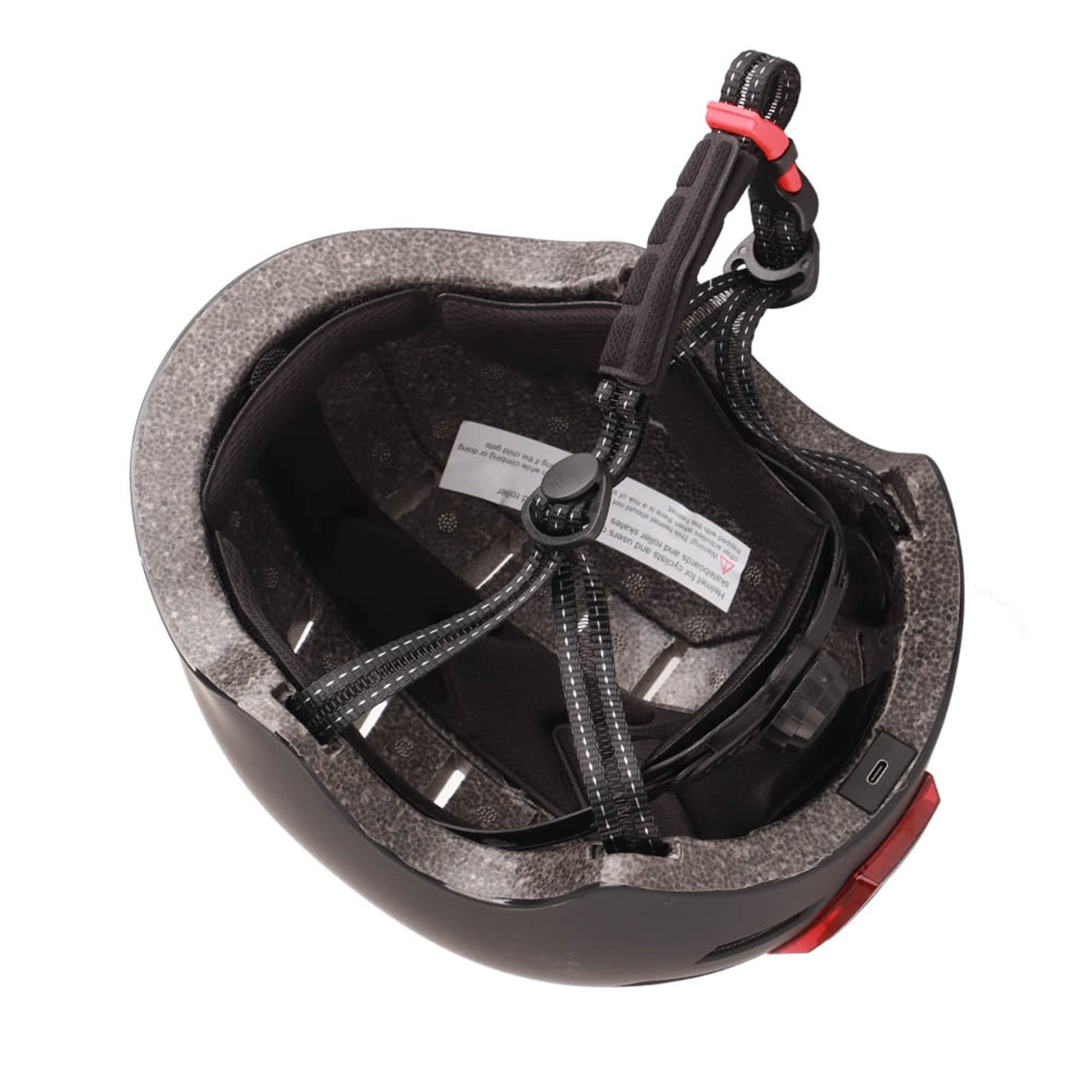 Dilwe LED-Licht-Fahrradhelm, PC-EPS-Fahrradhelm mit Wiederaufladbarem USB-Frontscheinwerfer und 3-Modus-Rücklicht, Verstellbar, M 54 Bis 57 cm, L 58 Bis 61 cm, für Radfahren, Skateboarden (Black #38)