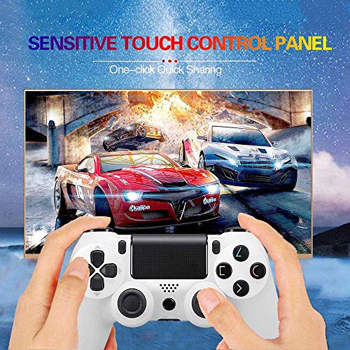 PS4 Controller, Wireless Gamepad for Playstation 4/Pro/Slim/PC(7/8/8.1/10) with Motion Motors and Audio Function Mini LED Indicator USB Cable and Anti-Slip 【Upgraded Version】 White