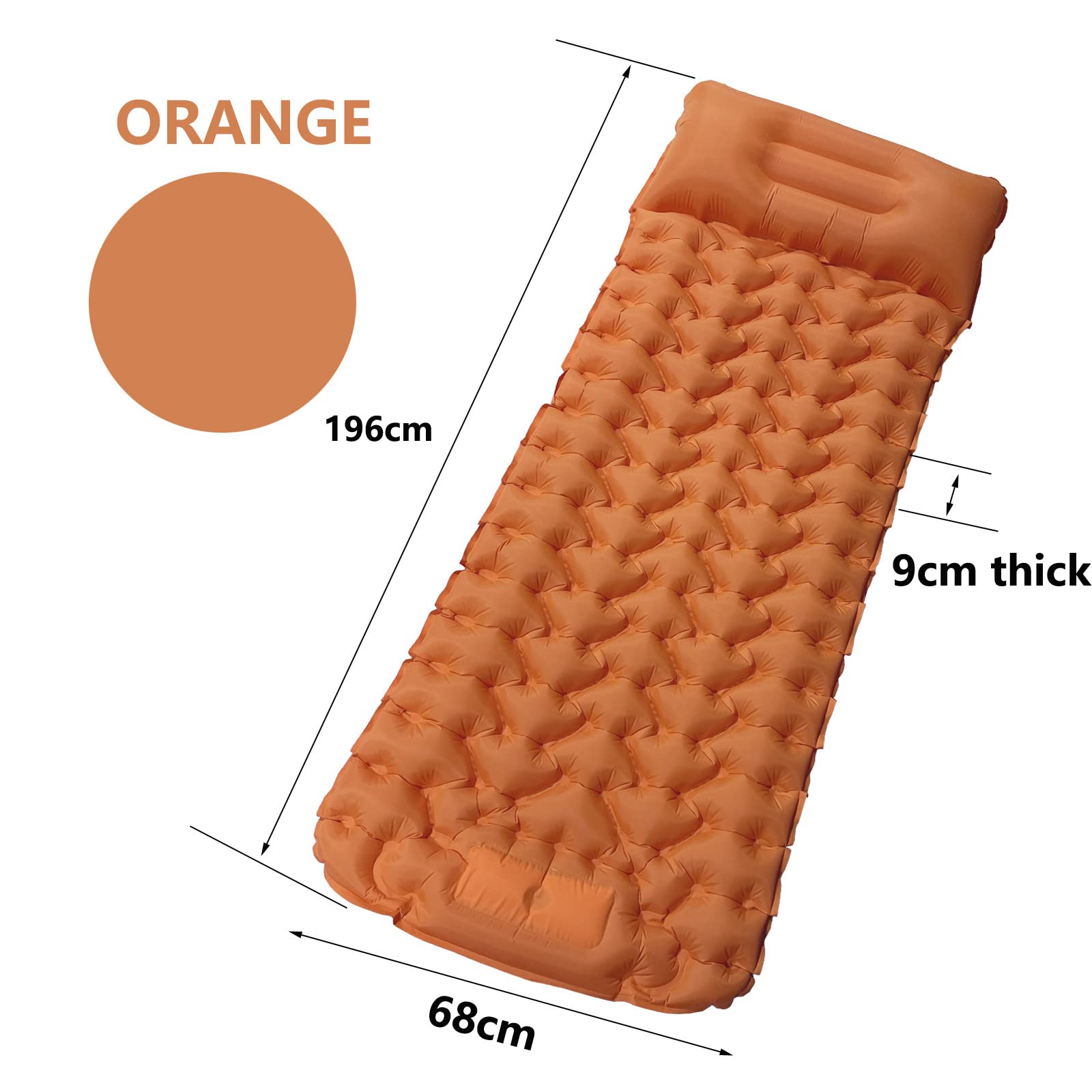 Alfombra de camping, alfombra de dormir inflable autoinflable con almohada, almohadilla de dormir ultraligera para mochileros, camping, senderismo (azul)