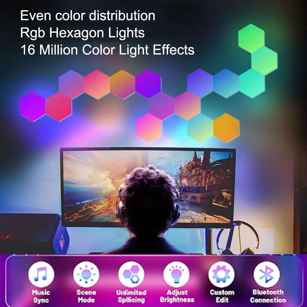 Amazon.co.jp : 六角形ライト、六角形LEDゲーミングライトパネル