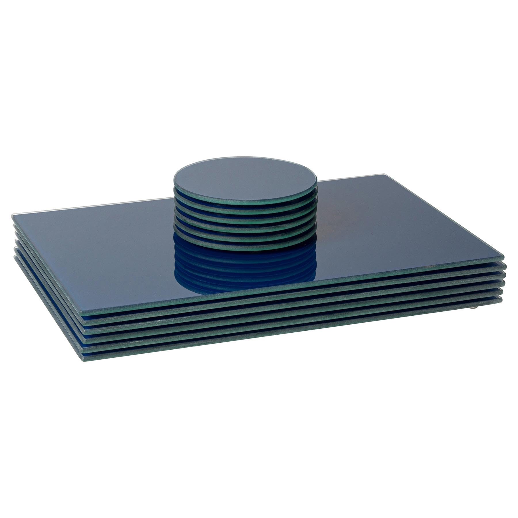 Harbour Housewares 12Pc Glass Placemats & Square Coasters Set30 X 20Cm Hague Blue Dining Table Protection Place Mats & Coasters from B&Q