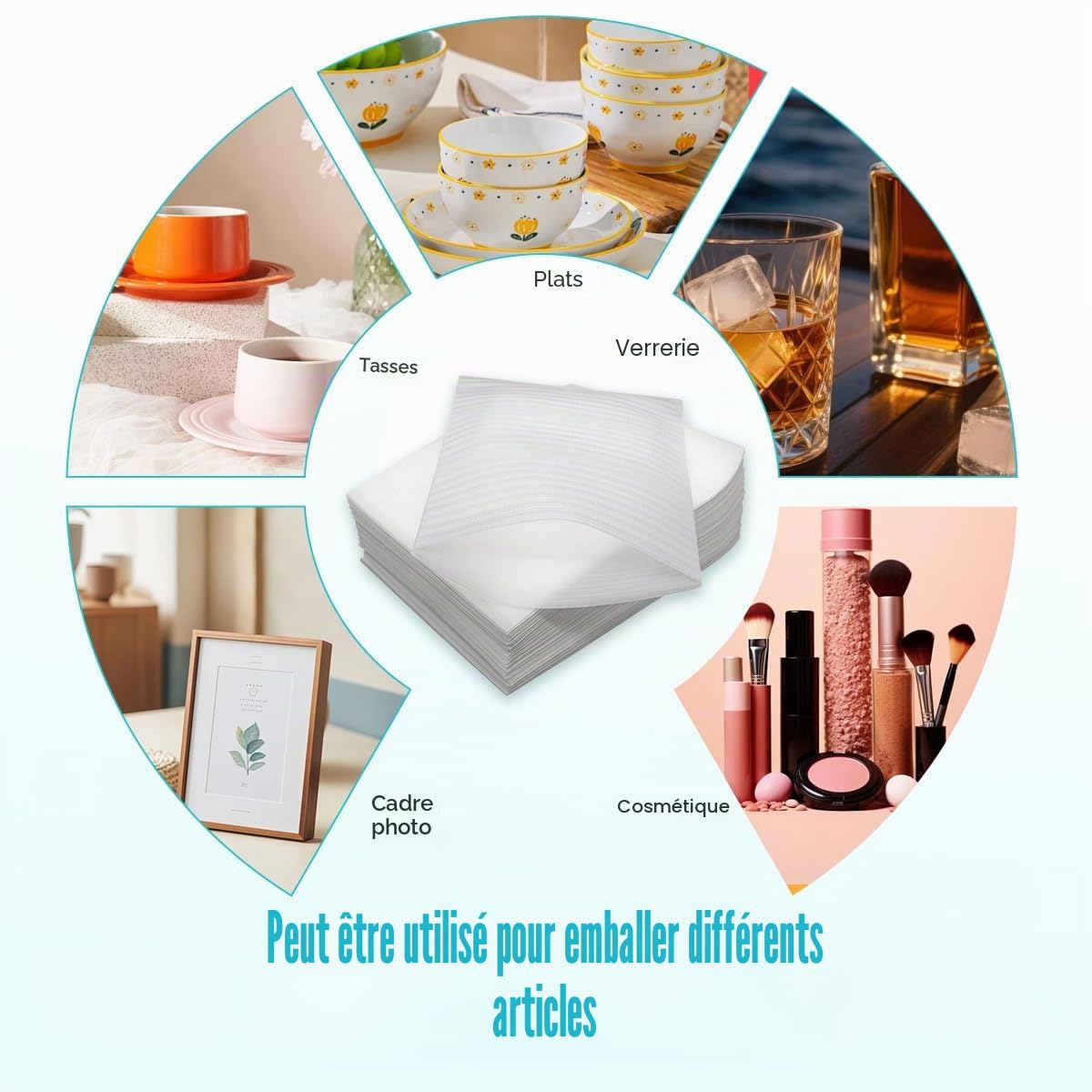 Lot de 100 pochettes en mousse EPE blanc nacré pour articles fragiles 10 x 15 cm