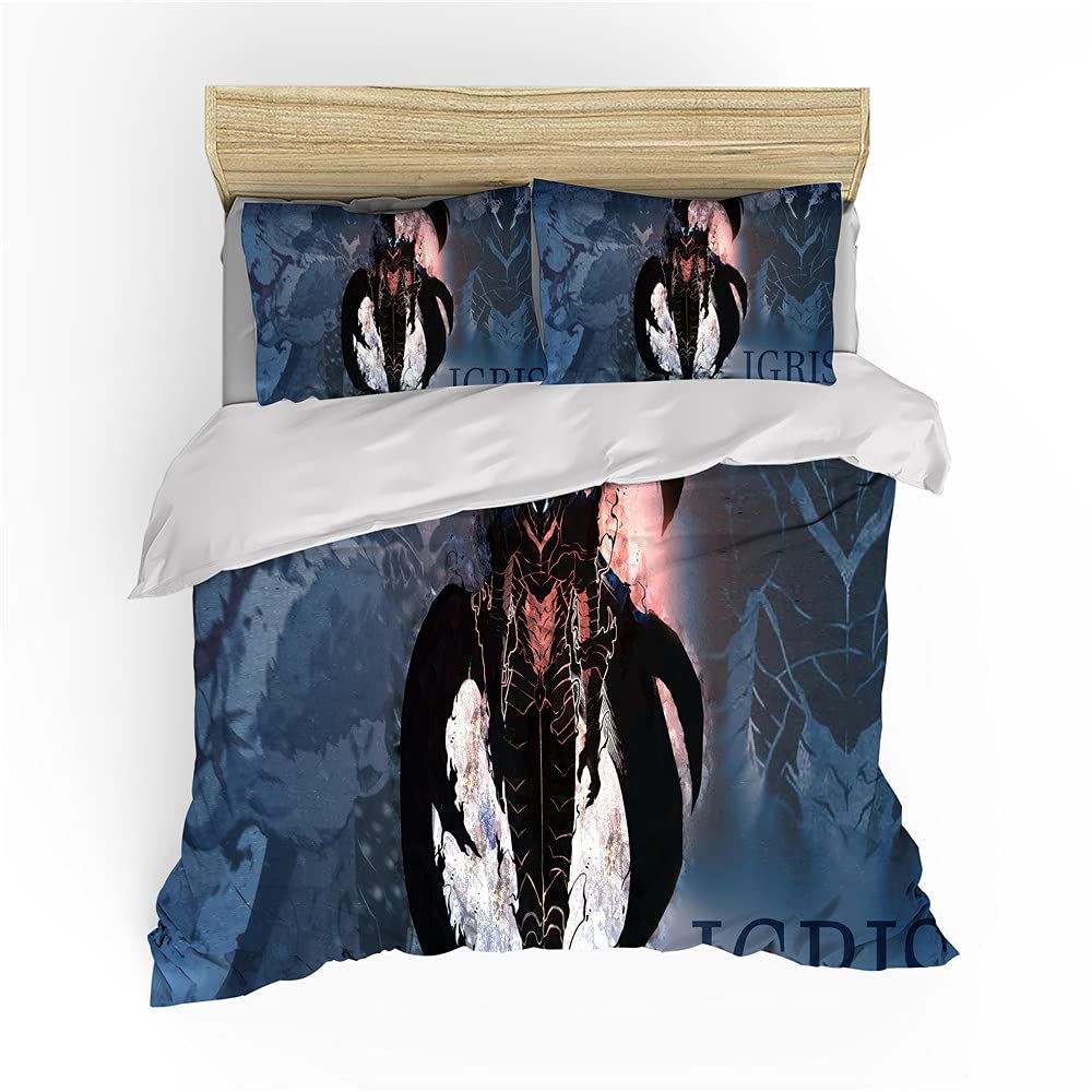 Nichiyobi 1 Solo Leveling Duvet Cover Bedding Set - Duvet Cover And Pillowcase, Microfibre, 3D Digital Print, Three-Piece Bed Linen (.135 X 200 Cm + 50 X 75 Cm X 2)