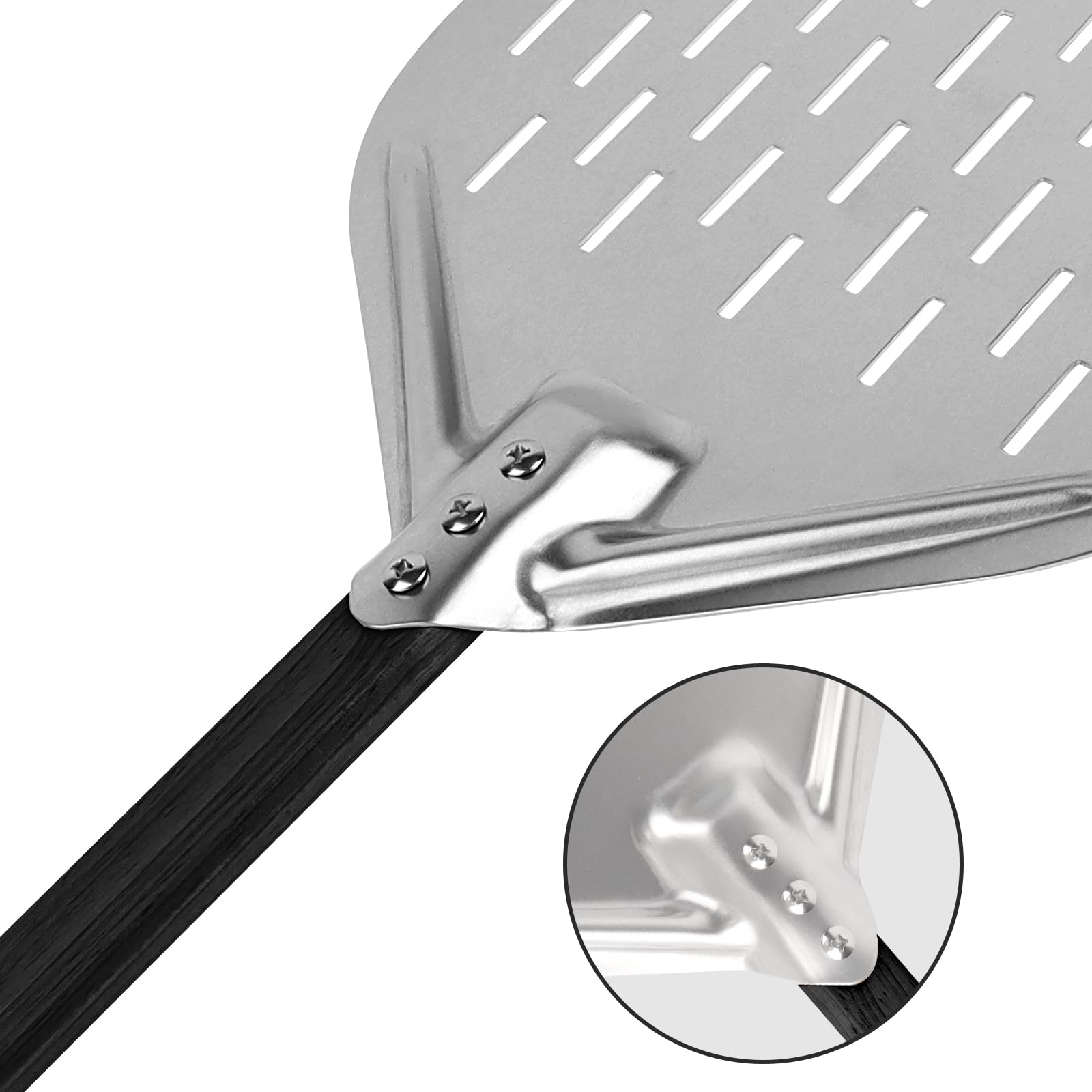 Pala Per Pizza TNOMSNO 12 Pollici - In Legno E Alluminio Forata Con Manico Rimovibile - Foto 12