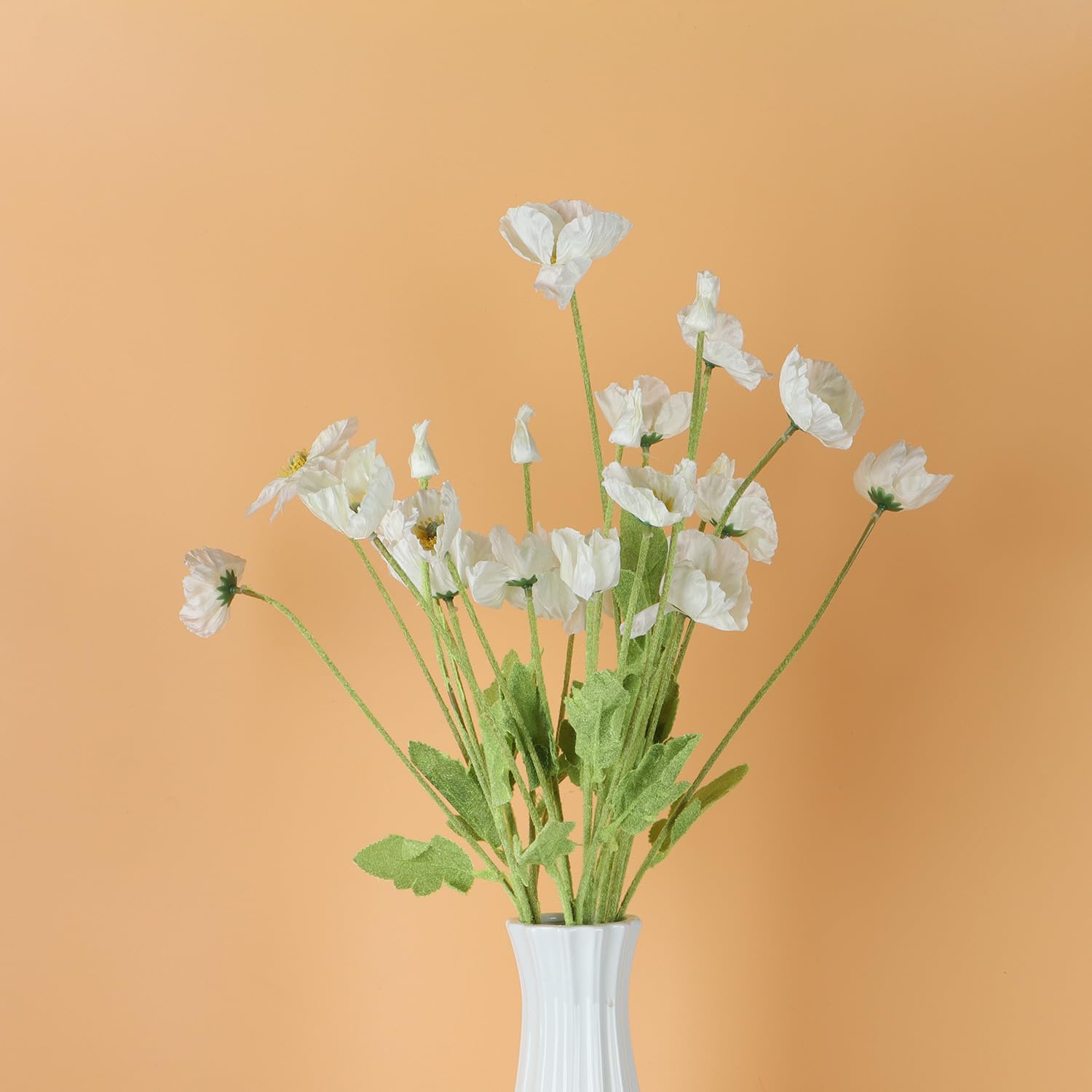6 Fiori Di Papavero Artificiali In Seta – Rosa – Altezza 68 Cm – Con 30 Teste Fiorite – Per Vasi E Decorazioni