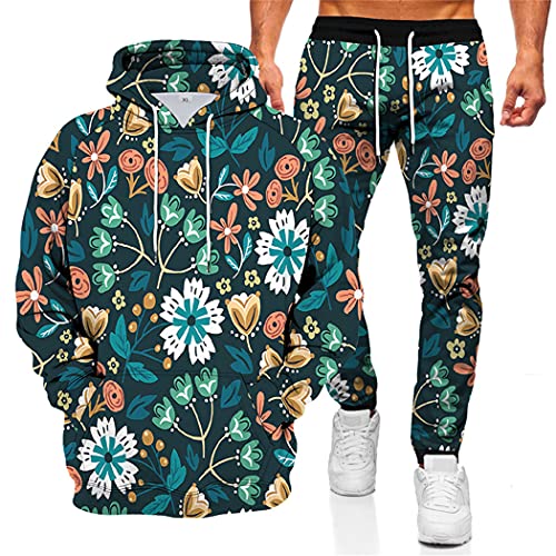 Sweat à capuche et pantalon 3D floral pour vos moments de détente décontractés