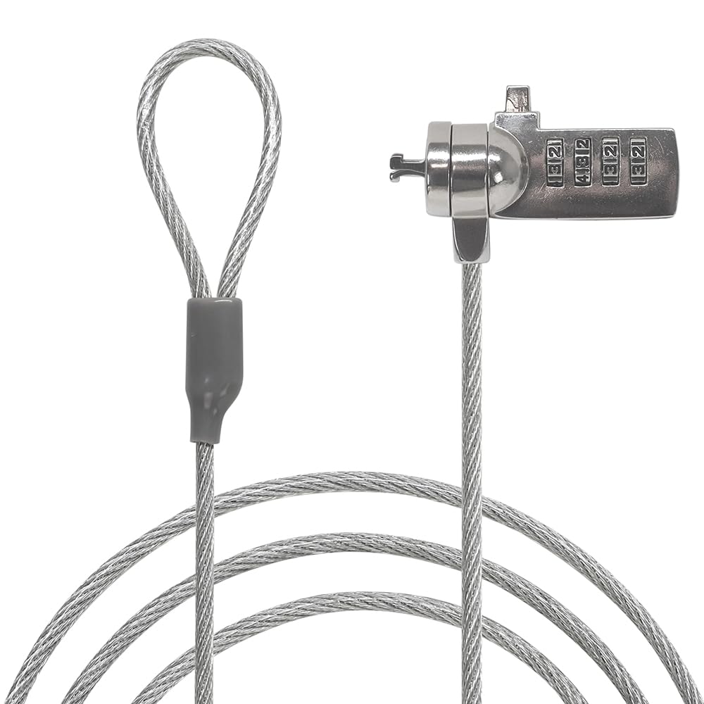 Waytex Câble Antivol PC, Câble de Sécurité Verrouillable par Code pour Ordinateur Portable, PC, Smartphone, Tablette - Longueur 1,​10m