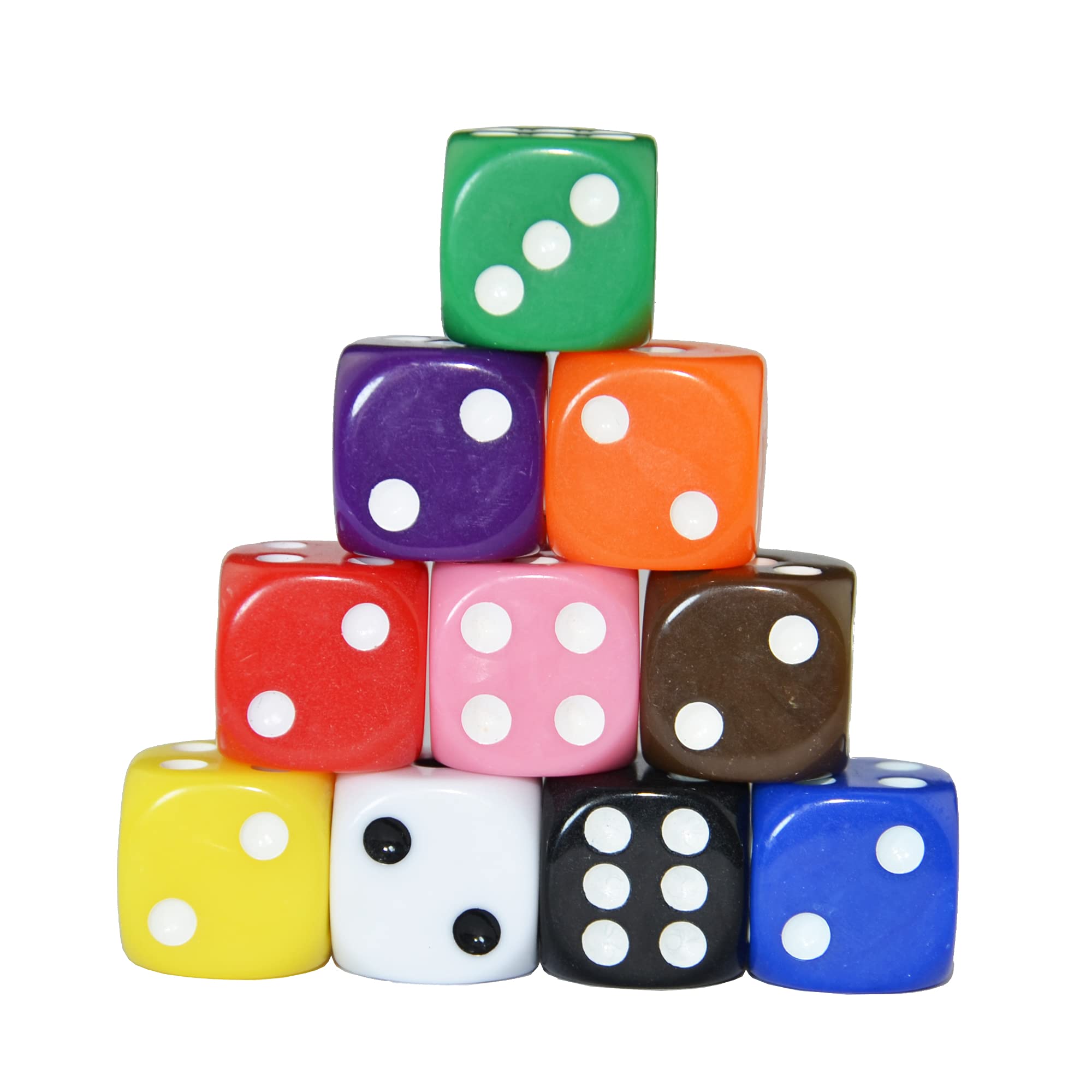 SmartDealsPro 10-Pack D6 Six Sided 16mm Transparent Dice Die for DND, MTG, RPG, Tenzi, Yahtze, Bunco, Table Borad Games, Math Teaching (Color 4)