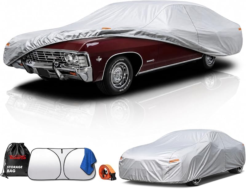 Large Car Cover Waterproof All-Weather,Outdoor Full Exterior Covers Custom Fit for Chevrolet Impala,Buick Roadmaster Skylark Century Riviera,Monterey,etc,Size C7(See Size Chart)