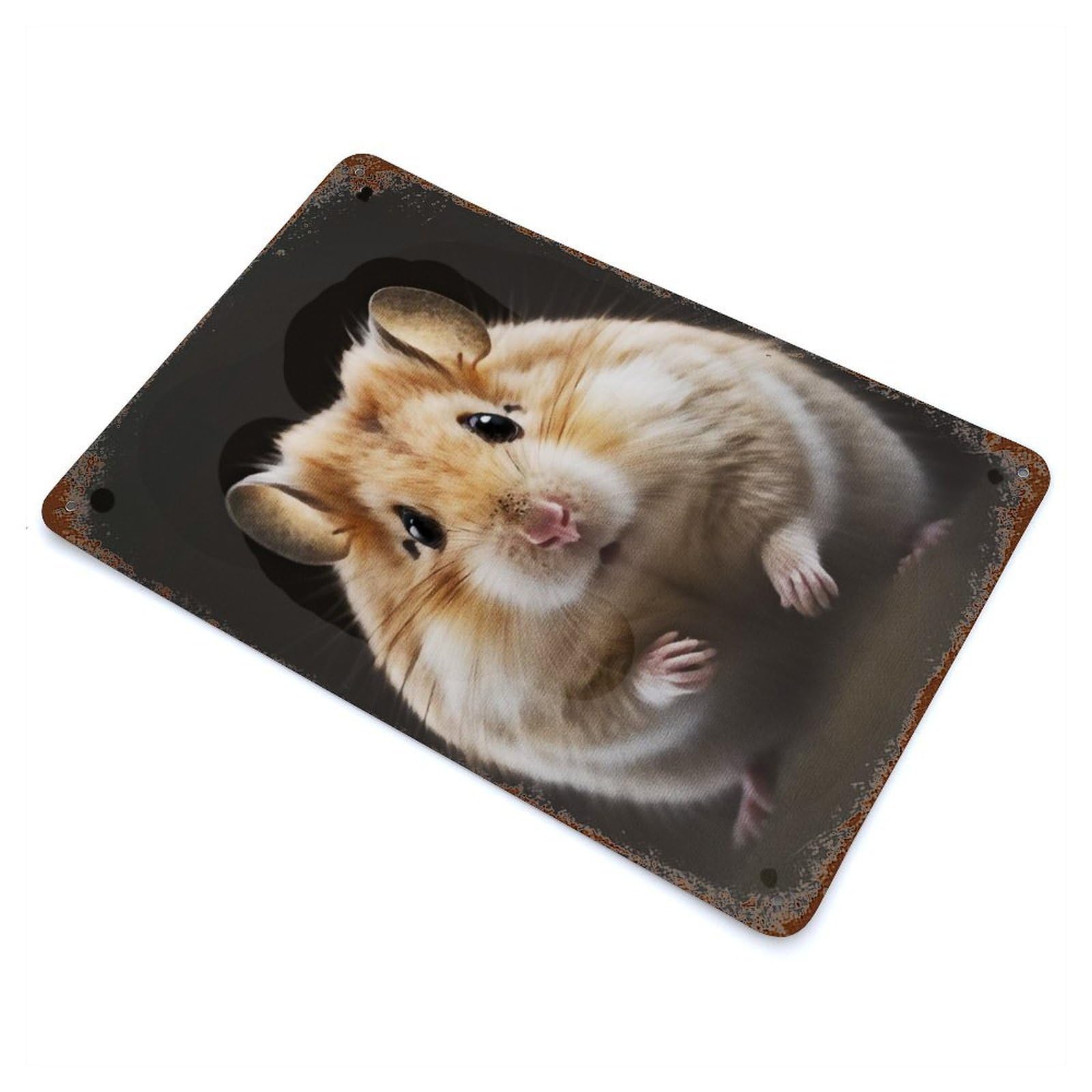 Black Hamsters Vintage Wall Sign 11.8"x7.9", Rust Effect Metal Decor for Living Room, Hallway And Home Decor