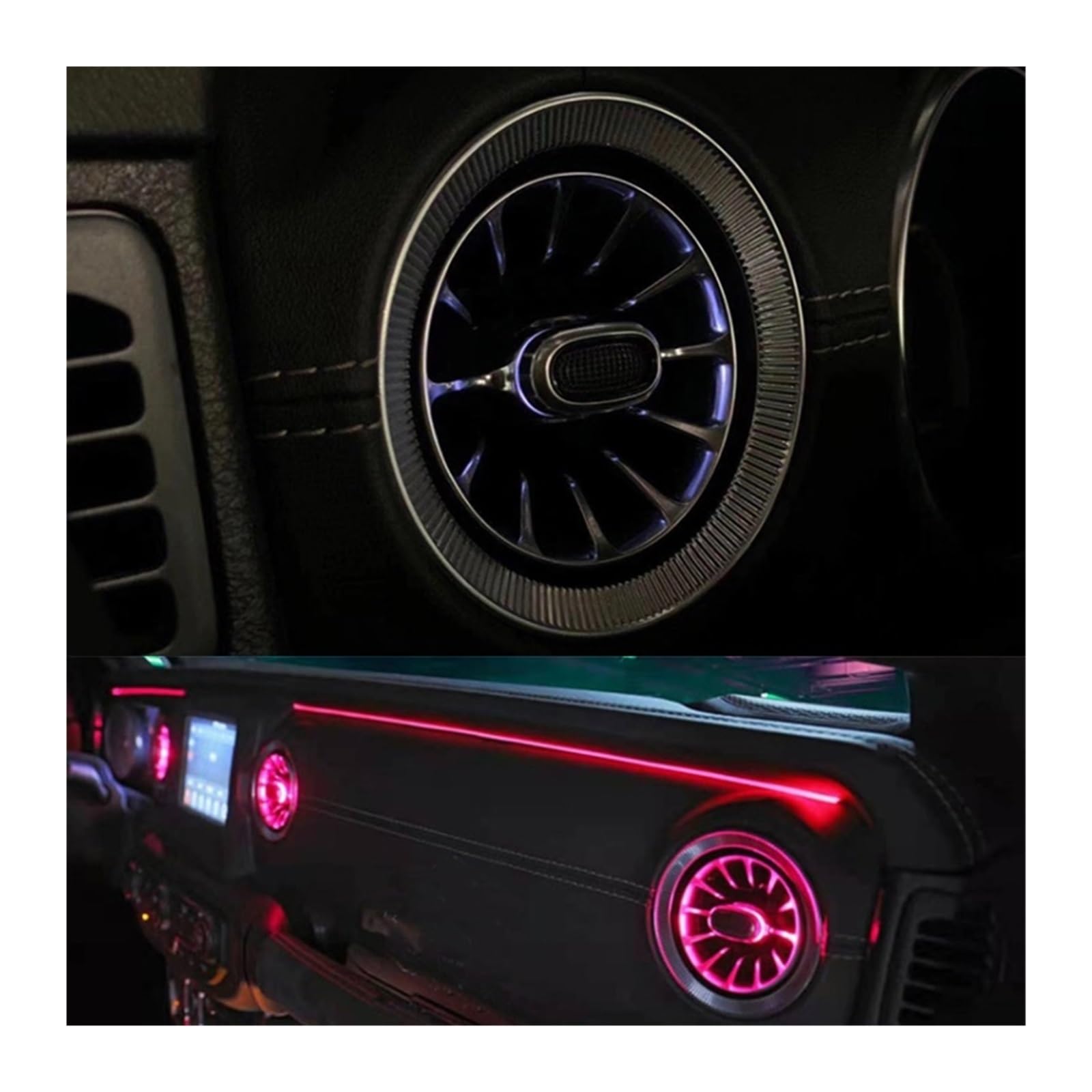 XCZPRKMXY Turbine Outlet LED Ambient Light Front Air Condition Vent Inlet Center Console Ambient Lamp Compatible with Jeep Compatible with Wrangler JL 2018-2020(with Cup Light)
