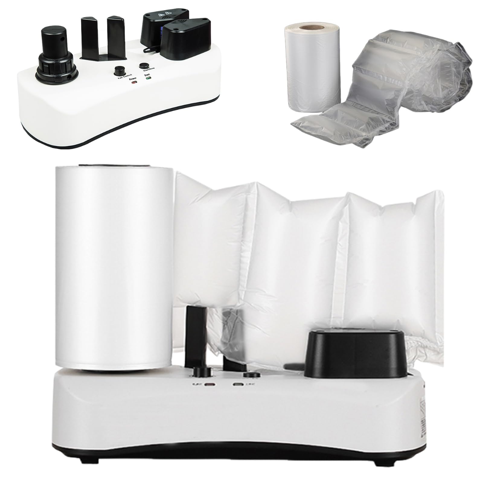 FHRKA Portable Air Pillow Machine for Packaging, Air Cushion Machine with Heat Sealing, 2.4m/Min Speed Compatible Various Film Widths