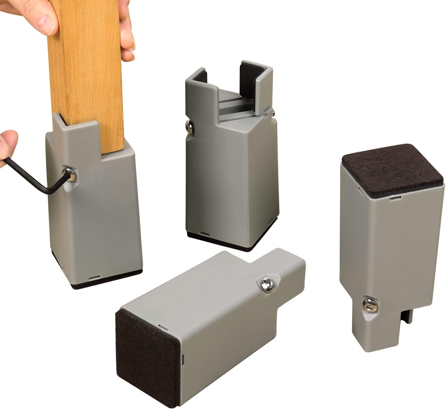 Ezprotekt Adjustable Bed and Furniture Risers with Screw Clamp, 4 Inch ...