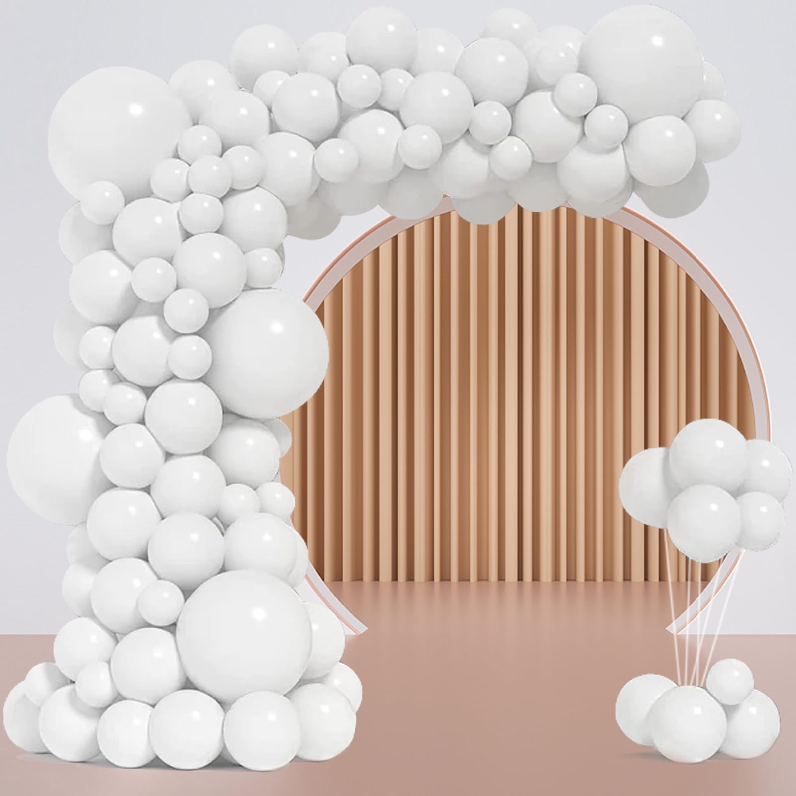 White Latex Party Balloons 110Pcs White Balloons Different Sizes 5 10 12 18 Inch Pearl White Balloons Happy Birthday Balloons/Graduation Balloons/Valentines Day Balloons/Baby Shower/Wedding