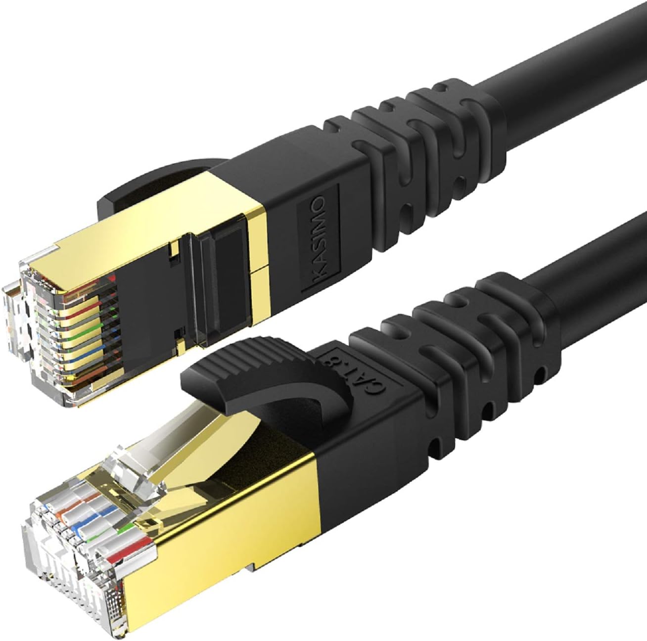 KASIMO CAT 8 Ethernet Cable 5M Round Network Internet Ethernet LAN Cable,High Speed 40Gbps 2000Mhz SFTP LAN Wires Internet Patch Cable with RJ45 Gold Plated Connector for Switch/Router/Modem