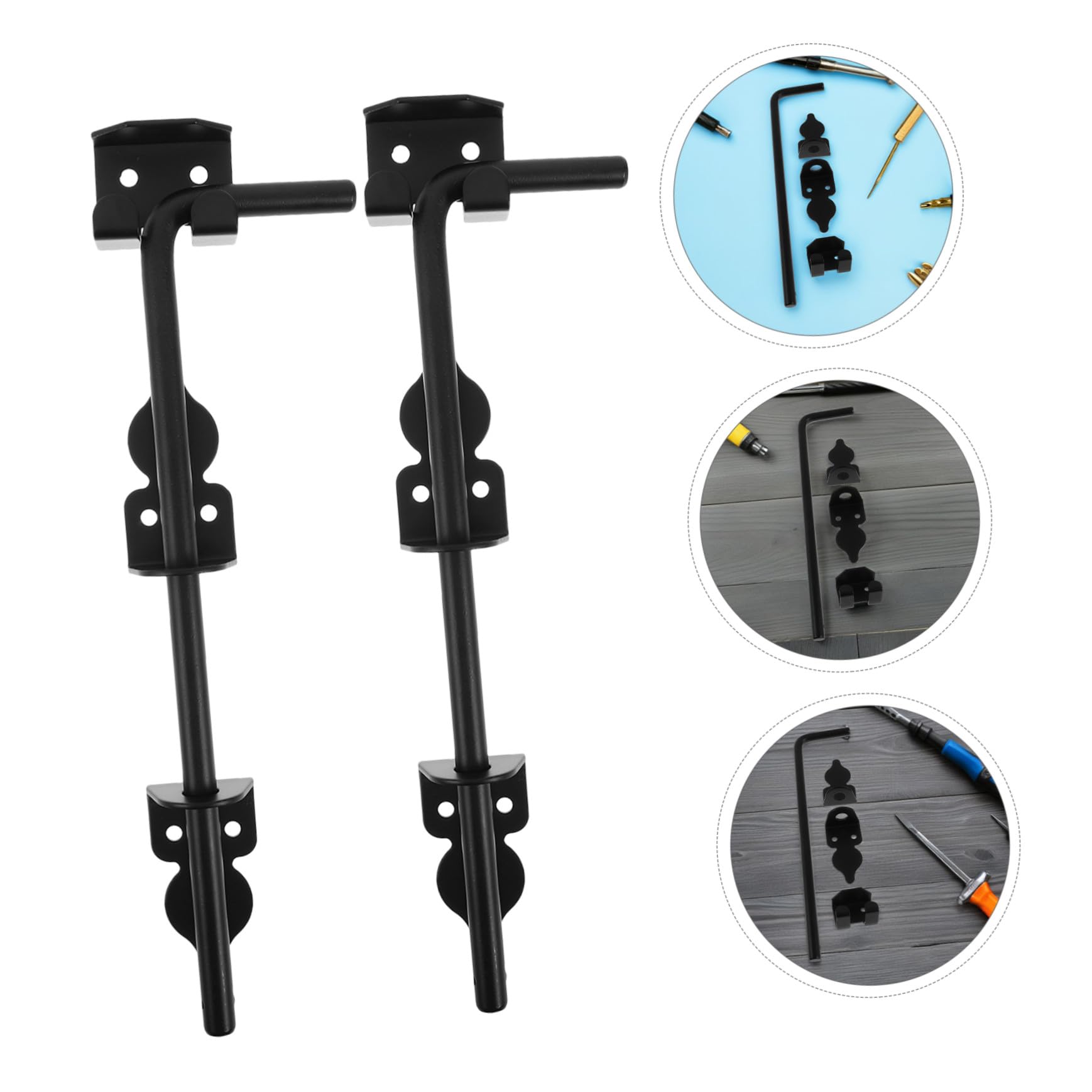 Veemoon 2 Piezas Cerrojo de Suelo Resistente para Puertas de Jardín Cercas Madera Metal PVC Negro