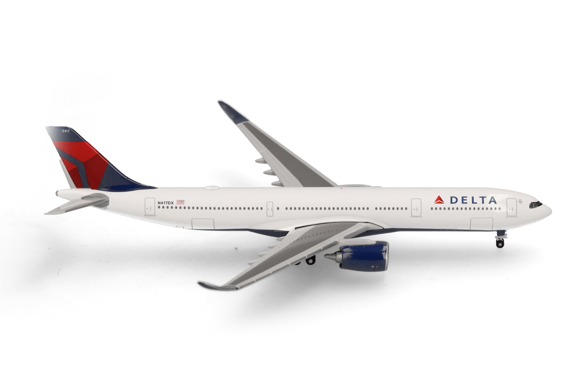 Herpa model aircraft Delta Air Lines Airbus A330-900neo, miniature in scale 1:500, collector’s item, model without stand, metal