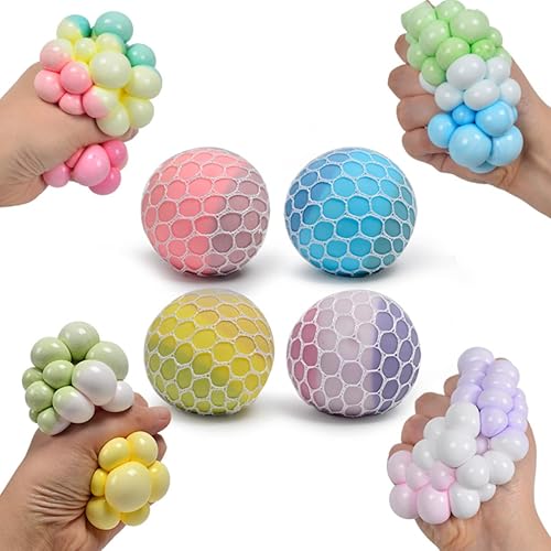 Pelotas de presión de malla de uva suave de colores, bolas de presión para aliviar el estrés, bolas sensoriales esponjosas, ejercicio de mano, bolas