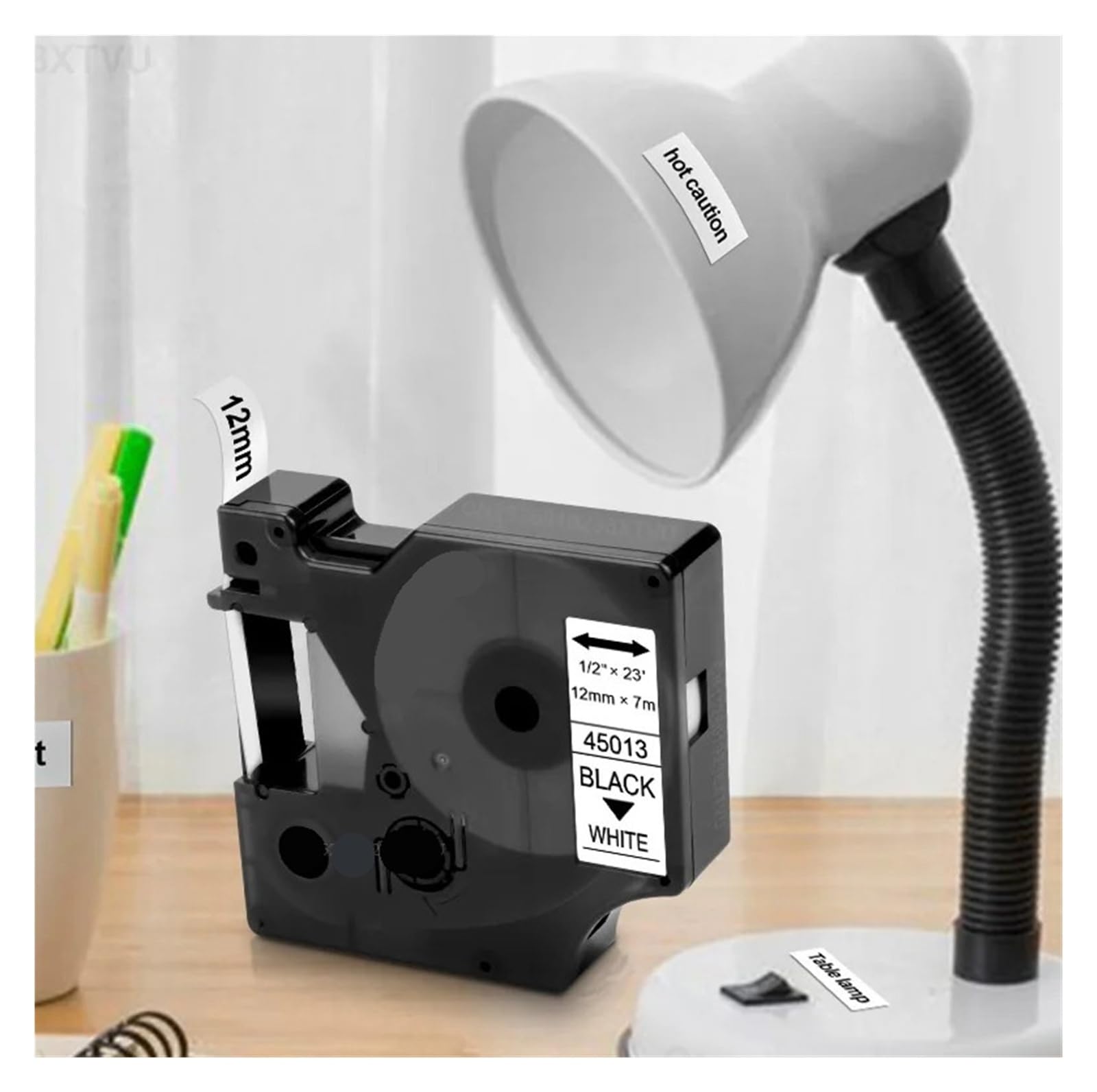 Confezione da 50 nastri for etichette D1 nero su bianco 12 mm, compatibili con le stampanti LabelManager 160, 280 e 220P, adatti a 45013(White on Black)
