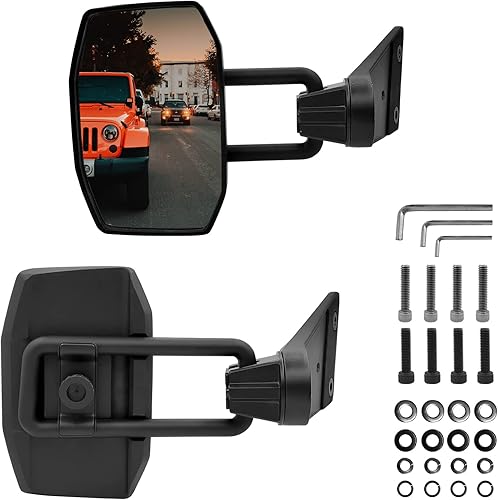Espejos de puerta antivibración mejorados para Jeep Wrangler JK JKU TJ TJU 1996-2018, espejos retrovisores laterales giratorios de 360 grados sin