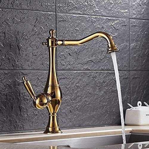 Mixer Tap Antyczne obrotowe baterie kuchenne Miedziany kran z ciepłą i zimną wodą z ceramicznym gniazdem zaworu Pojedynczy uchwyt Baterie z jednym otworem Bateria z mieszaniem ciepłej i zimn