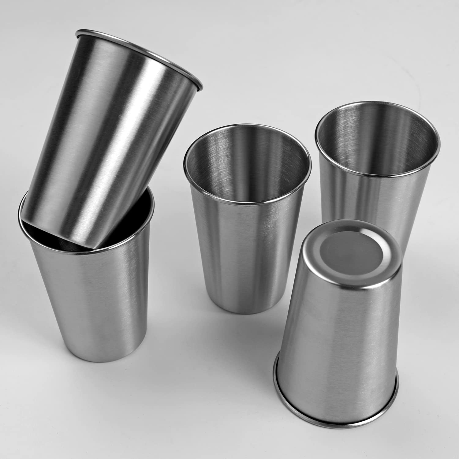 CAMBUY Vasos de acero inoxidable de 18 onzas, irrompibles y reutilizables, juego de vasos saludables ecológicos para jugo de leche y agua, aptos para lavavajillas (5 piezas)