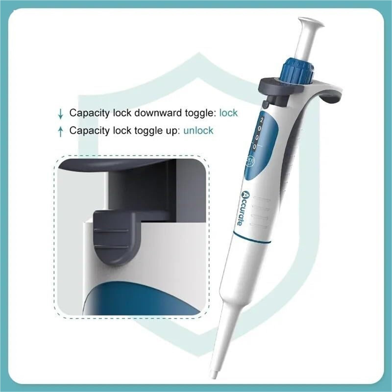 Pipetta elettronica, Pipetta, Da Laboratorio Con Micropipetta Regolabile Digitale Puntali,Dispositivo pipetta portatile(10-100μl)
