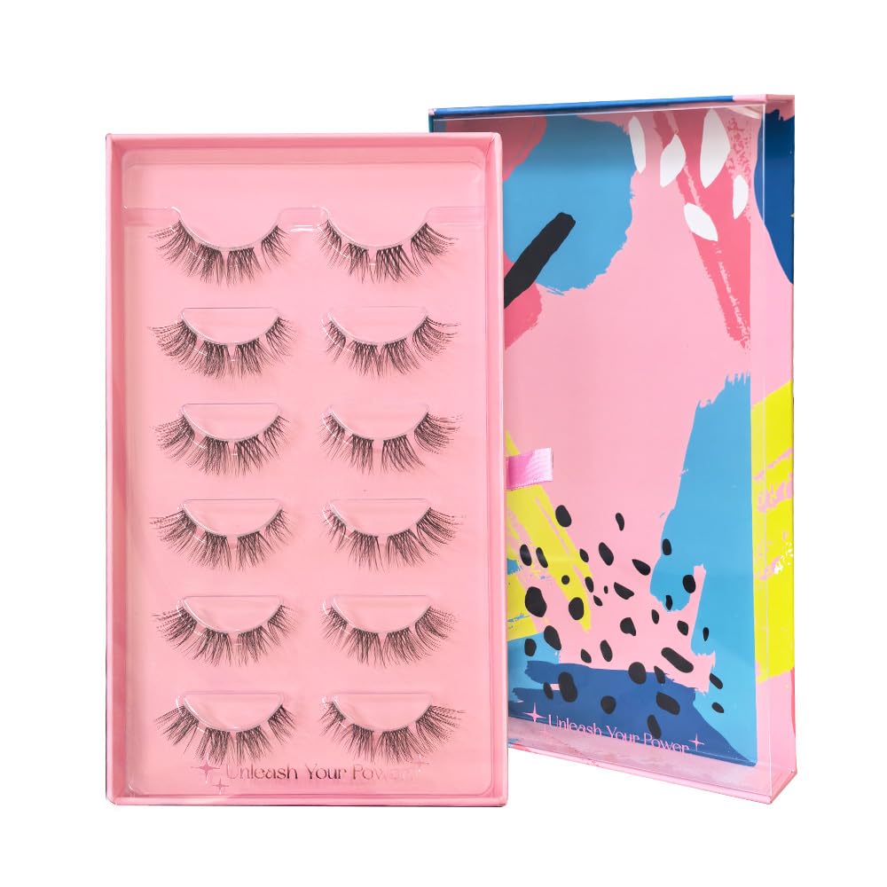 SY-SHUYING Lashes Clusters 15mm Lash Extension with Clear Band Natural Look Fluffy Cat Eye Lashes Strips Soft Wispy Natural Volume Individual