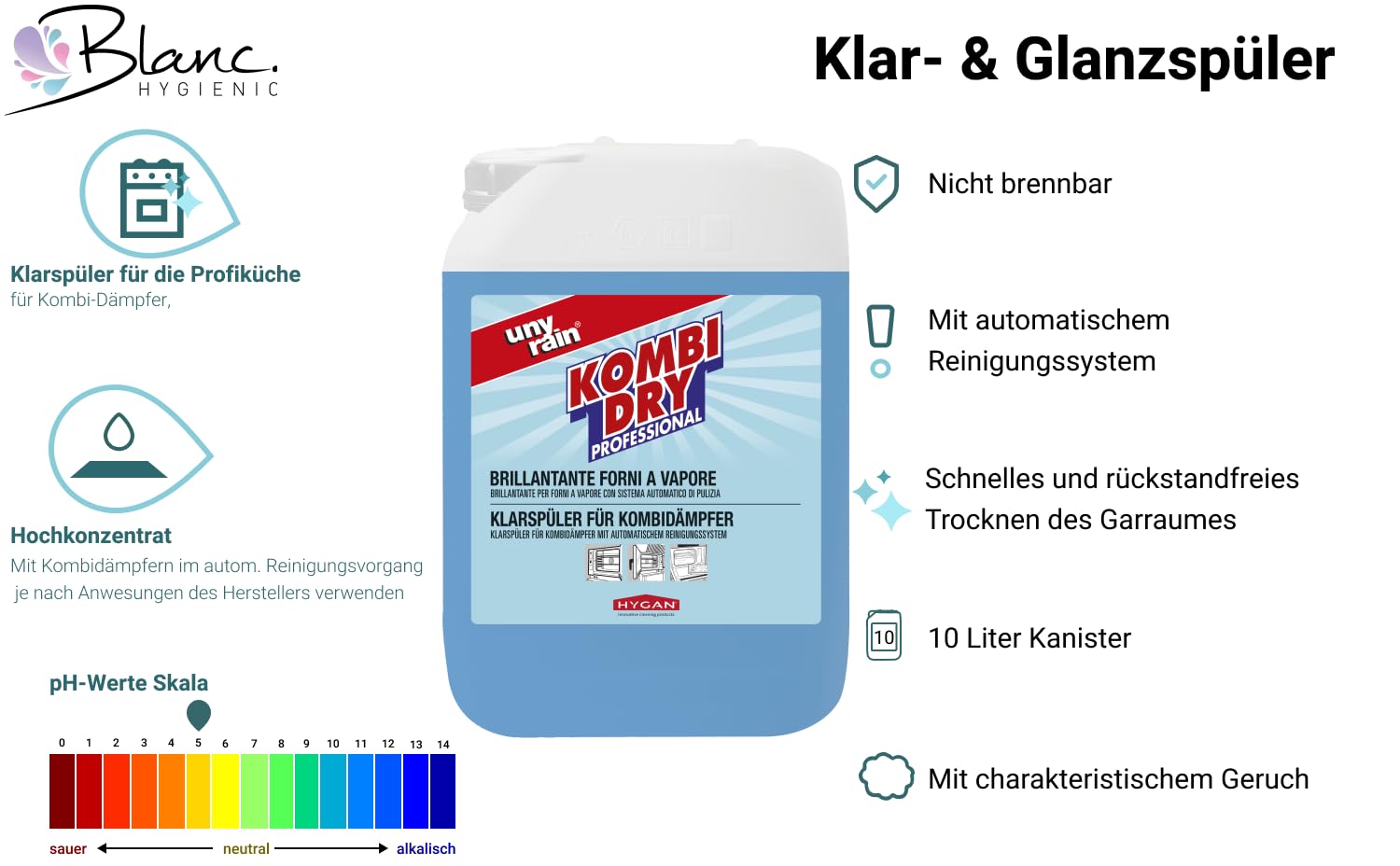 Klarspüler Kombidämpfer Profi 10 Liter | Rückstandsfreies Trocknen, für Kombidämpfer, sehr ergiebig & schaumarm