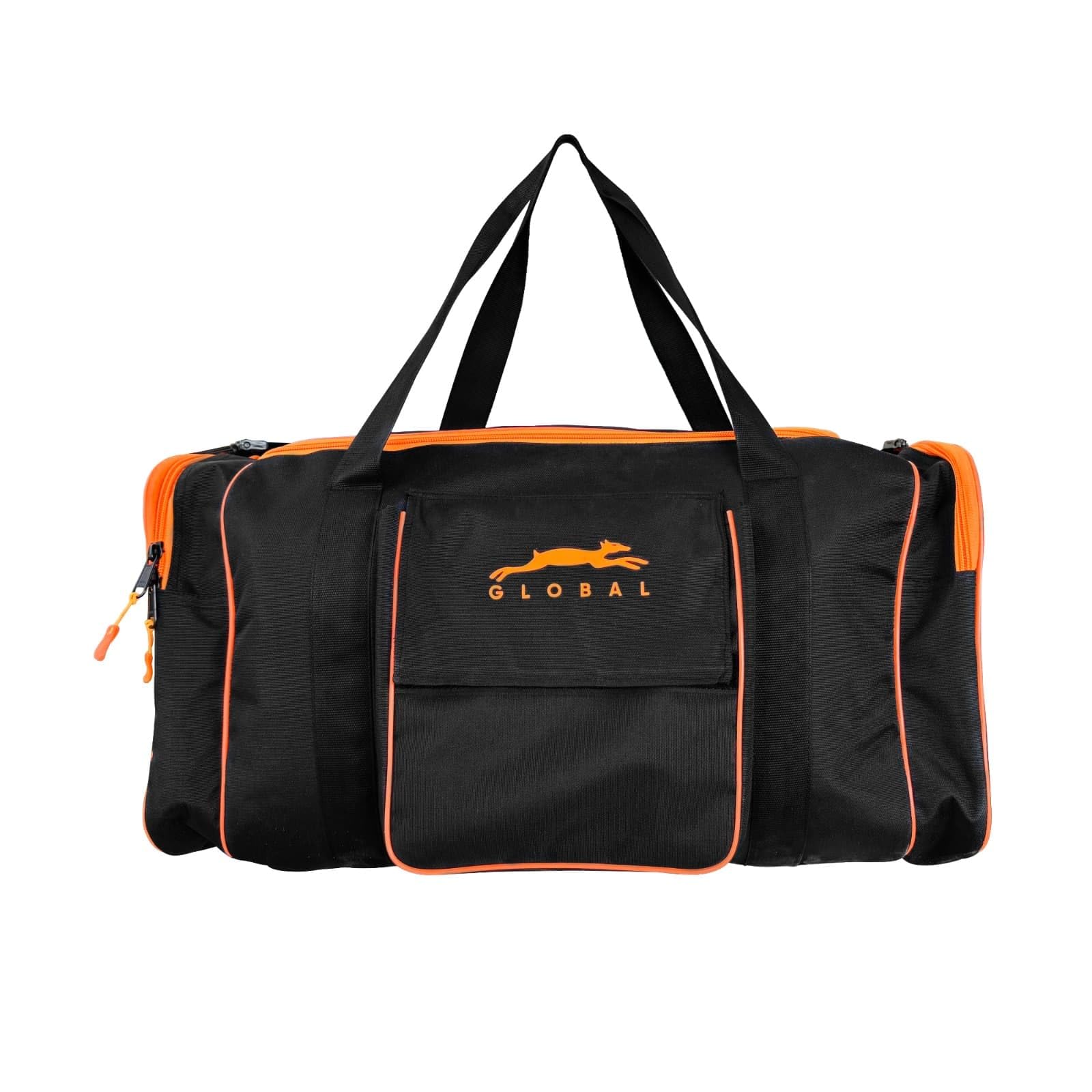 Sports Medium Kit Bag with Adjustable Strap, External Pocket, Black and Orange, Lock Runner Chain-image-36