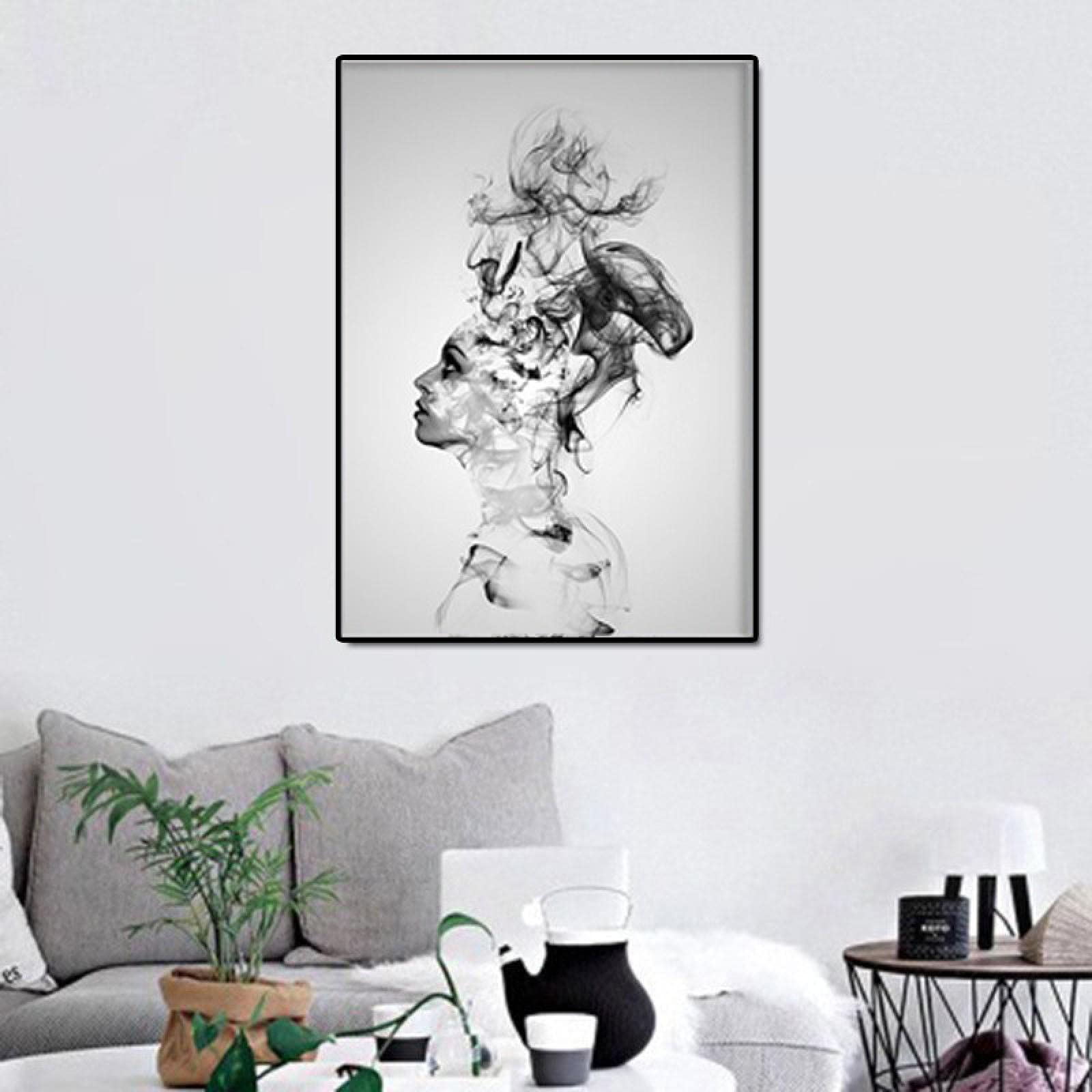 Schilderij - Kleurrijke vrouw, print op canvas, multikleur, premium pr