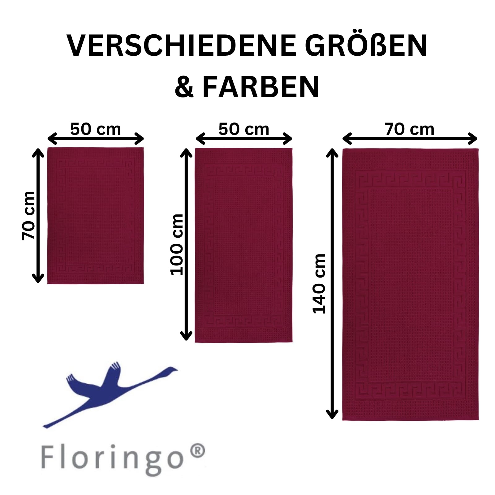 Tapis de bain 70 x 140 cm Exclusiv 1100 g/m² Floringo bordeaux