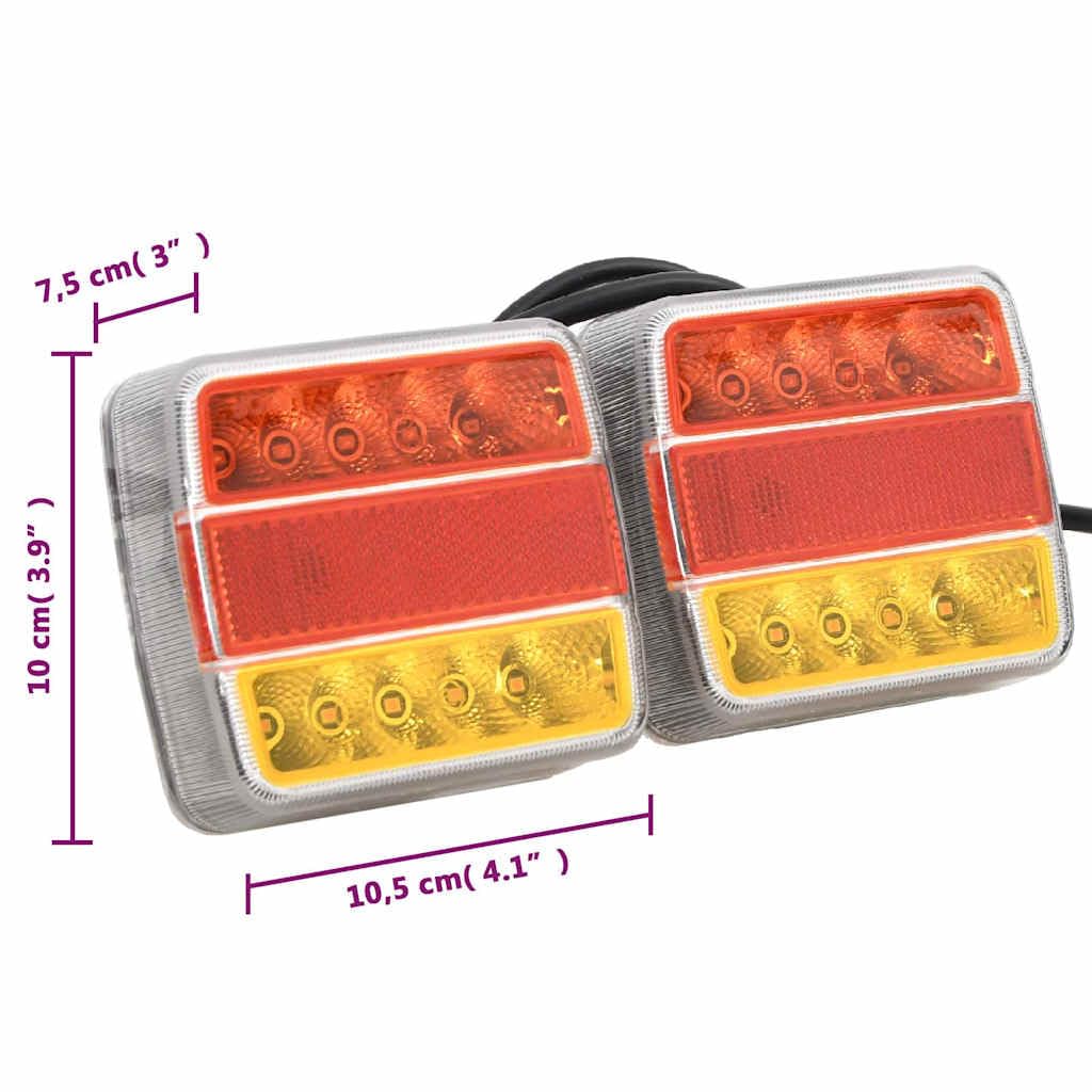 Zestaw 2 lamp tylnych LED z magnesem, oświetlenie przyczepy 12 V, kabel 9 m, wtyczka 7-biegunowa i adapter 7 do 13