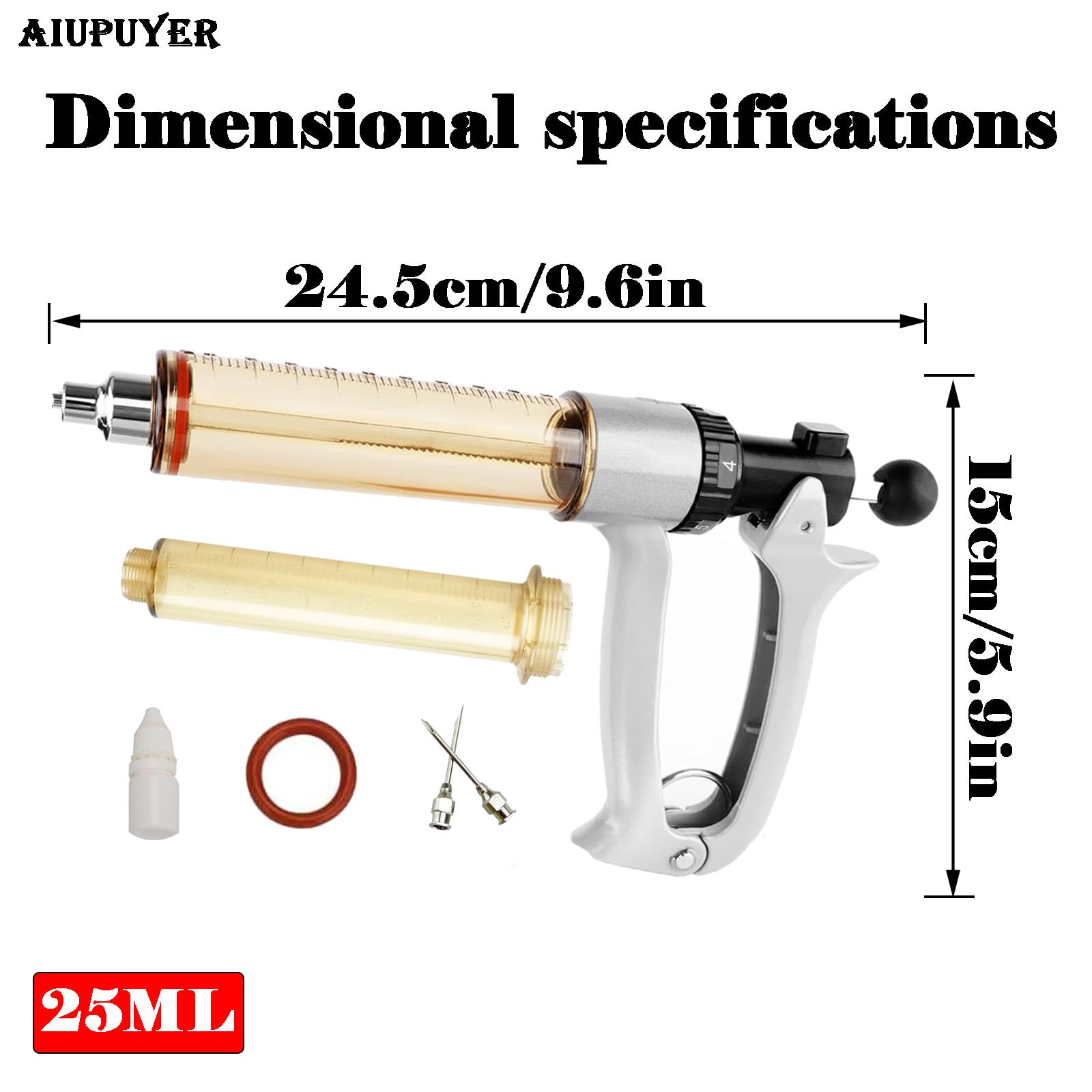 Siringa Per Iniettore Regolabile Semiautomatica Da, Dispositivo Di Dosaggio Regolabile Dispenser Per Medicina Veterinaria Pompa Per Siringa Di Precisione Regolabile Da 0,5 Ml A 2,5 Ml, per Bestiame