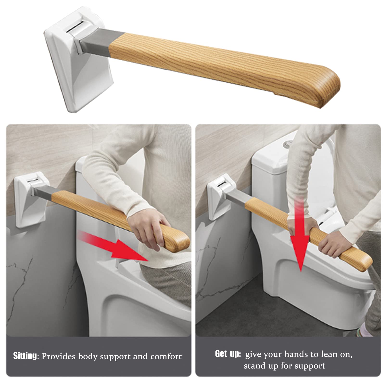 Barras de agarre abatibles para personas mayores para pared, barra de seguridad para inodoro, soporte de asiento de baño para discapacitados, barras de ducha de acero inoxidable de 27.5