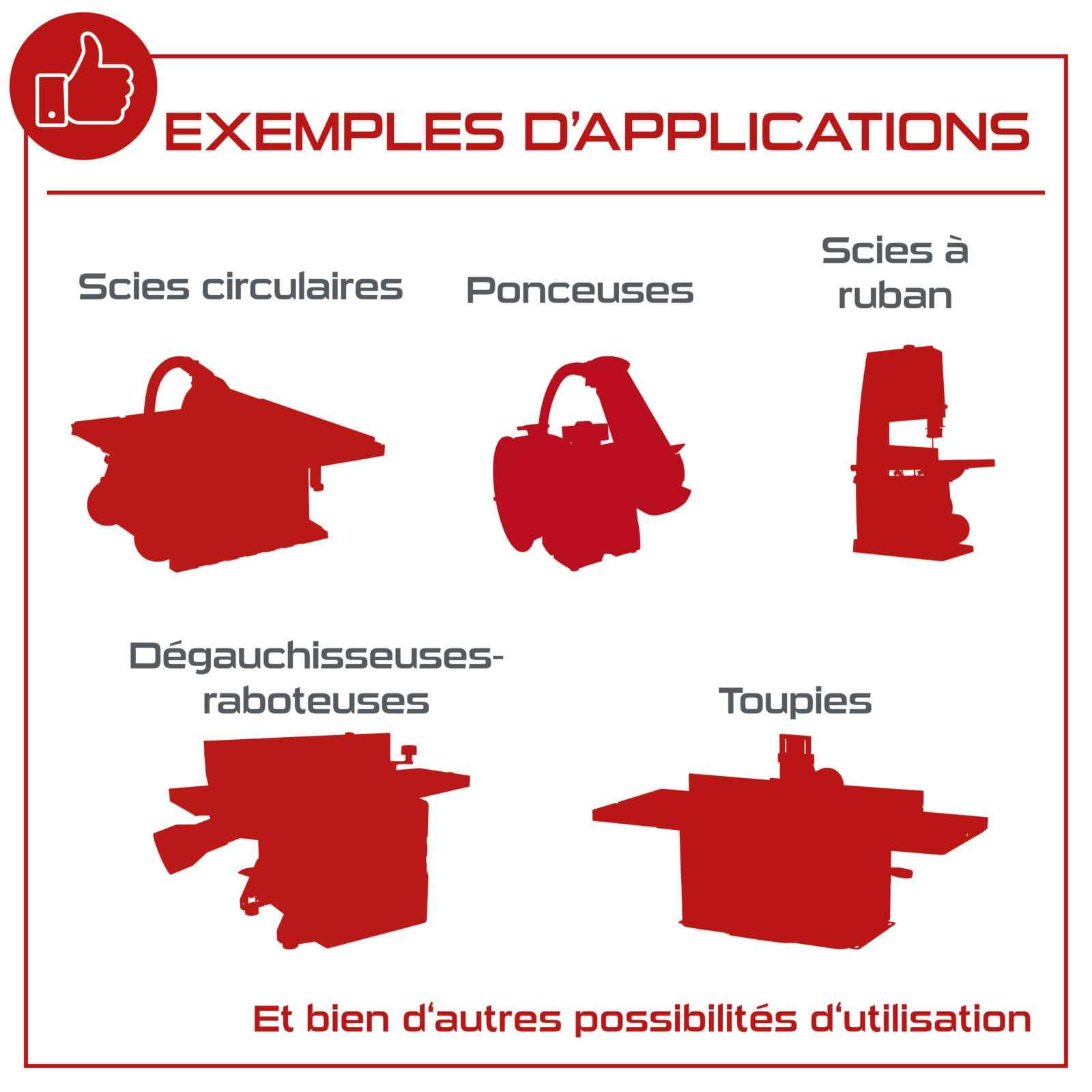 Practixx Aspirateur d'atelier PX-AS-550-550W - 5 Sacs à copeaux, 4 adaptateurs - capacité d'aspiration 1150 m³/h - Tuyau d'aspiration 2 m - Ø 100 mm - Sac de Collecte 75L