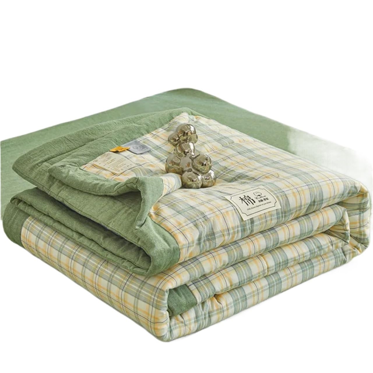 IUVYTA Summer Duvet Cotton Quilted Comforter Long Staple Quilt Core Air-conditioning Washed Plaid Soft Duvet(Color 8,200x230cm)