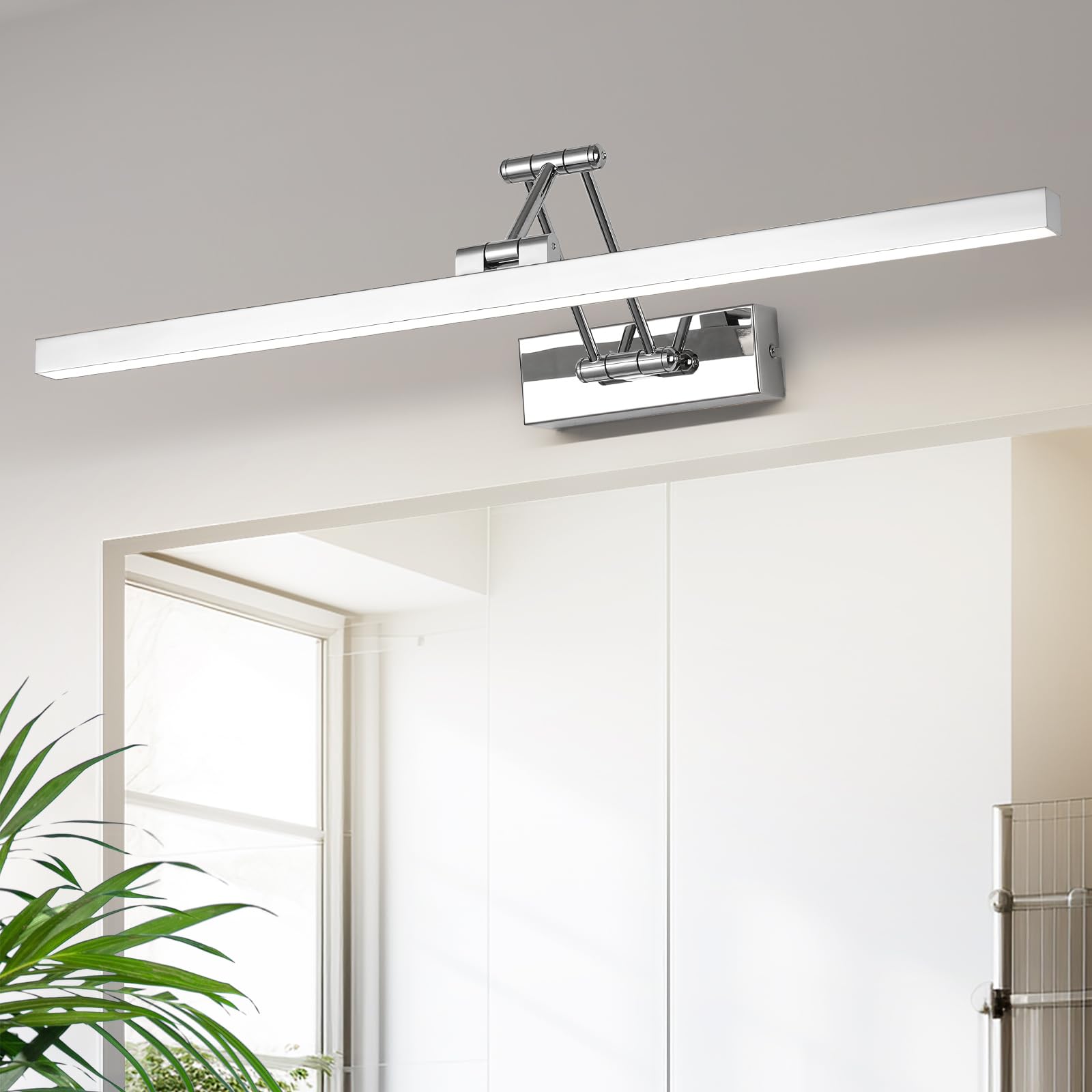 LED lampada a specchio per bagno 60 cm, lampade a specchio rotanti per bagno IP44, luce a specchio per bagno 18W 1440 LM, luci a LED per specchio per bagno, bianco neutro 4000K, cromo
