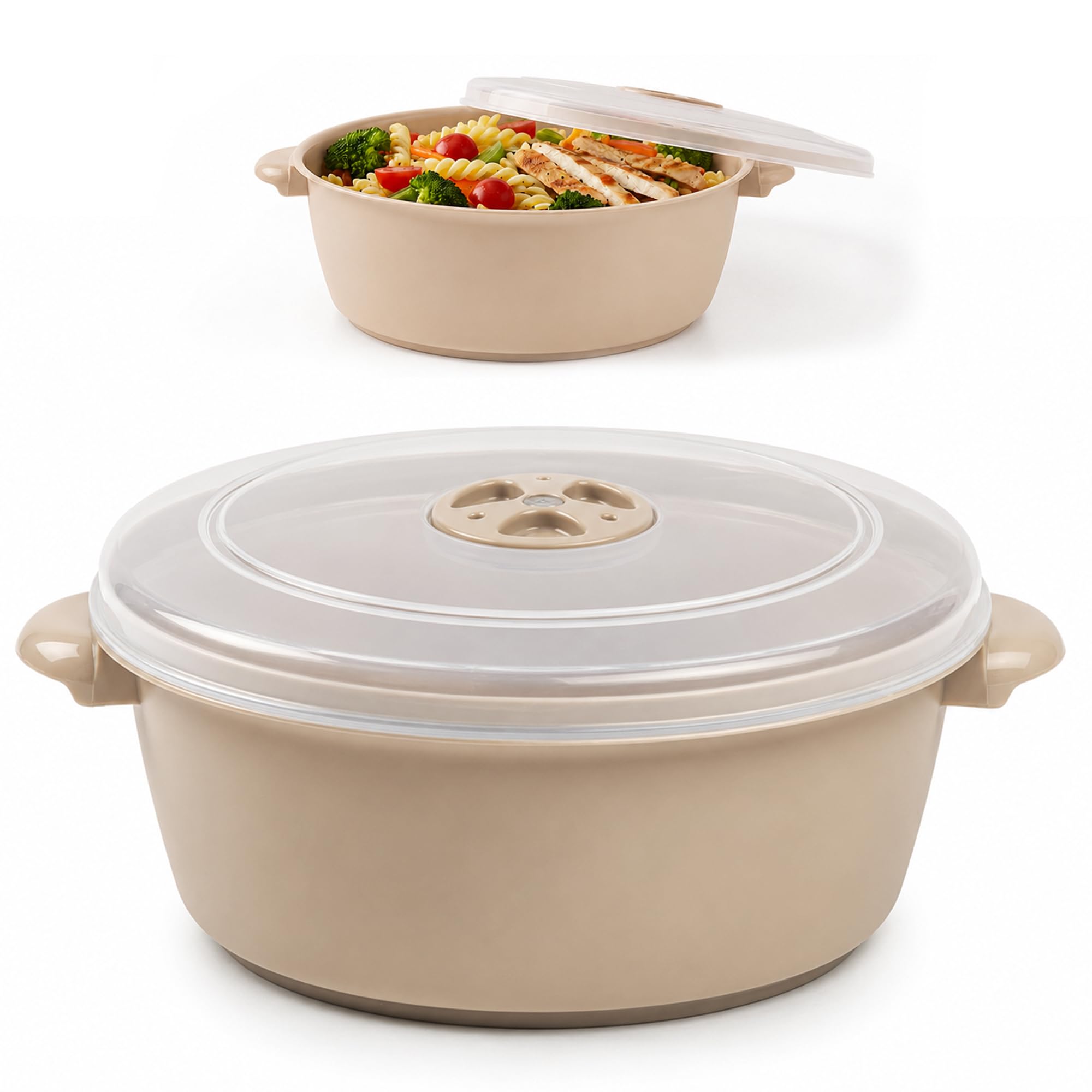 plastific 1.5L Microwave Cooking Pot with Steam Vent Lid, Food Warmer Bowl