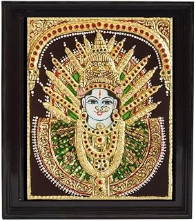 Tarang Arts Tanjore Painting Yellamma with Wooden Frame (Yellamma - 1)