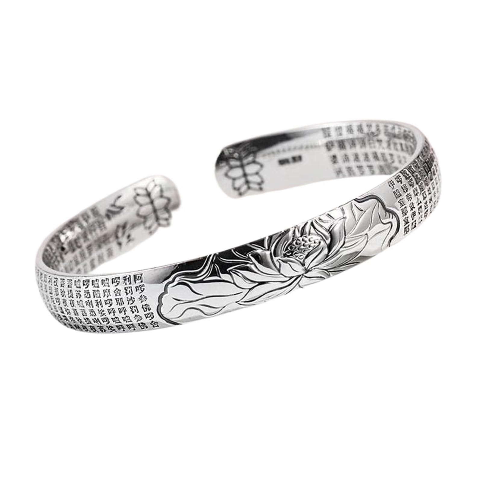 Bracciale in argento, bracciale rigido alla moda, braccialetto in argento S999 Bracciale aperto semplice femminile buddista con scrittura in argento. I braccialetti possono essere regalati a qualcuno