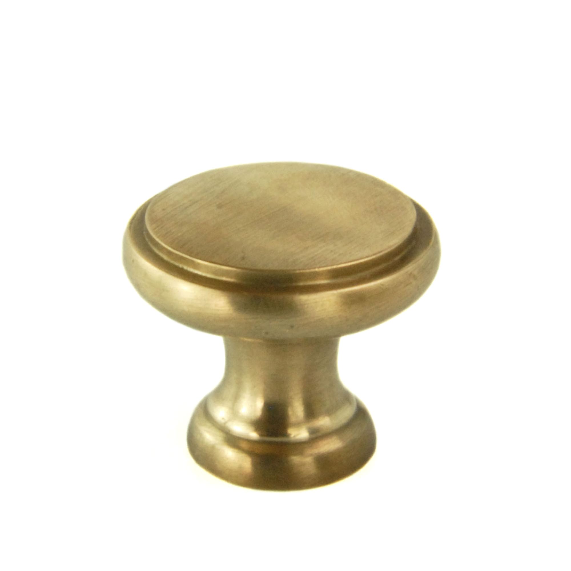 Underground Parts Brass Aged Unlacquered Solid Cabinet Knobs Kitchen Drawer Door Bow D Handles Pulls (Round Knob Flat 30Mm)