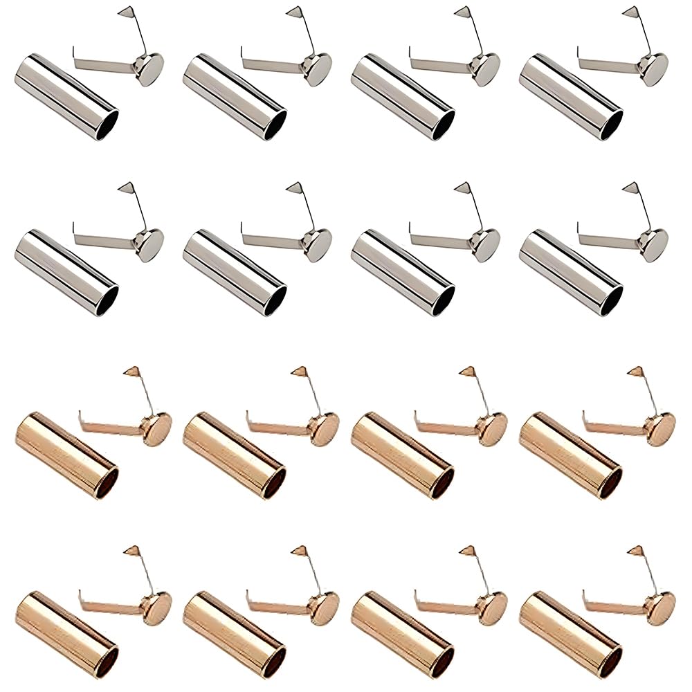 YAISUHCHNYE 16 PCS Rope Stoppers Silver Golden Rope Ends Locks Copper Ropes Head Buttons for Hoodie Sweatshirts Pants Drawstrings Shoelace Tips