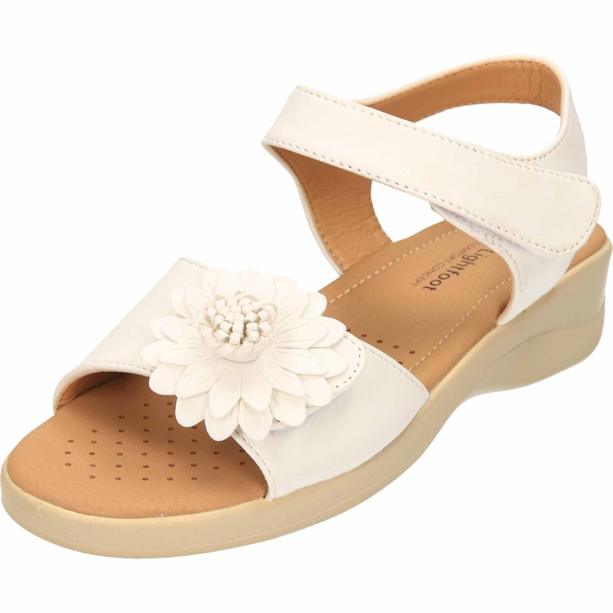 JWF Open Toe Low Wedge Heel Comfort Sandals White Dr Lightfoot