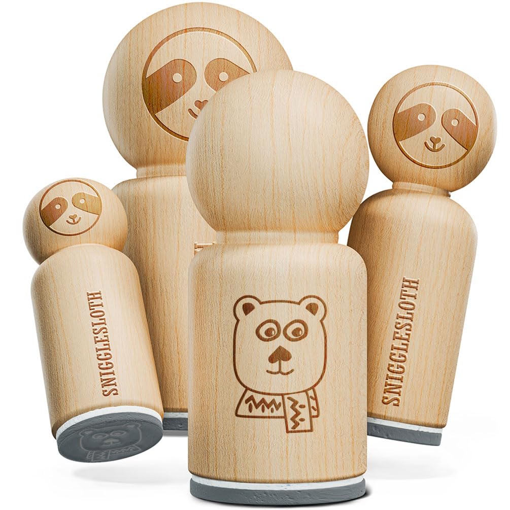 Cozy Polar Bear Rubber Stamp for Stamping Crafting Planners - 3/4 Inch Small