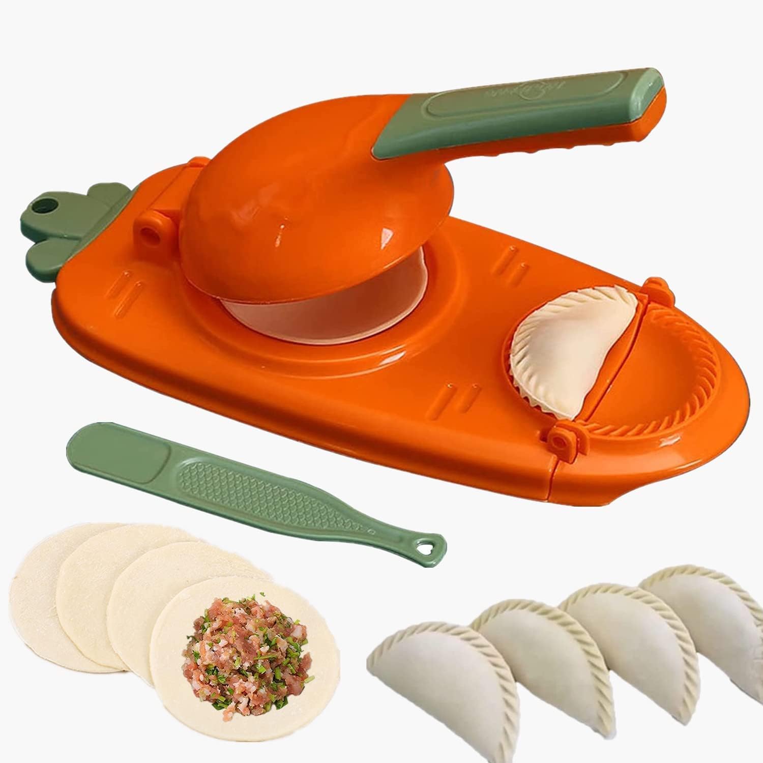 CVM ENTERPRISE Momos Maker Machine, Dumpling Skin Press Mould for Gujiya Ghughra Momos Making, 2 in 1 Dumpling Maker Mould Machine, Kitchen Dumpling Puri Maker Fruit Vegetable Onion Garlic