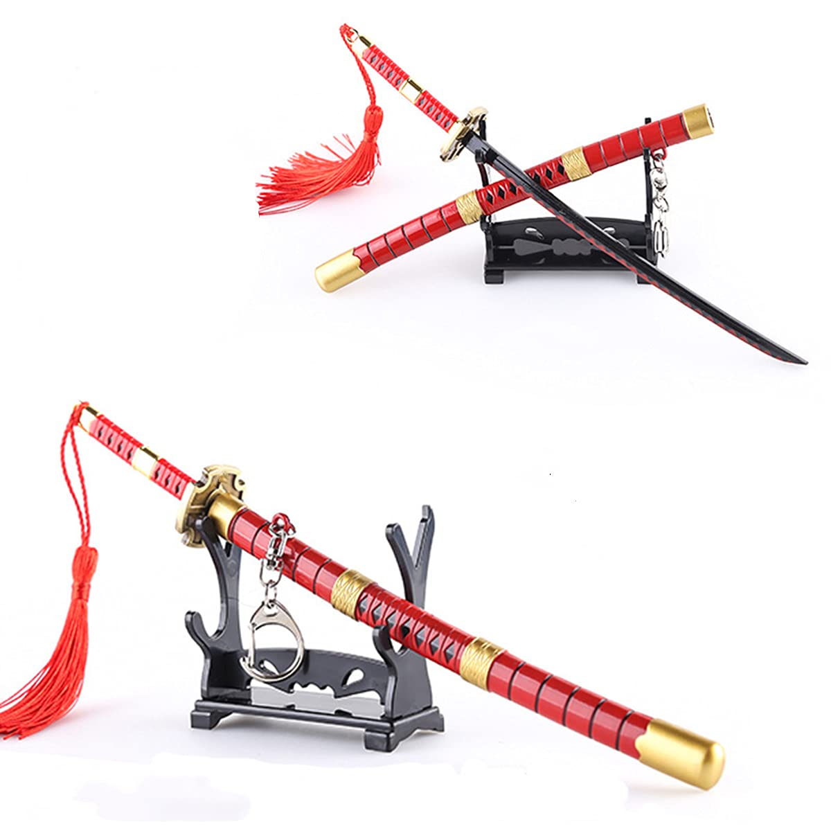 DIYOOHOMY Anime Sword Keychains Mini Japanese Katana Samurai Key Chain Tiny Weapon Fans Gift