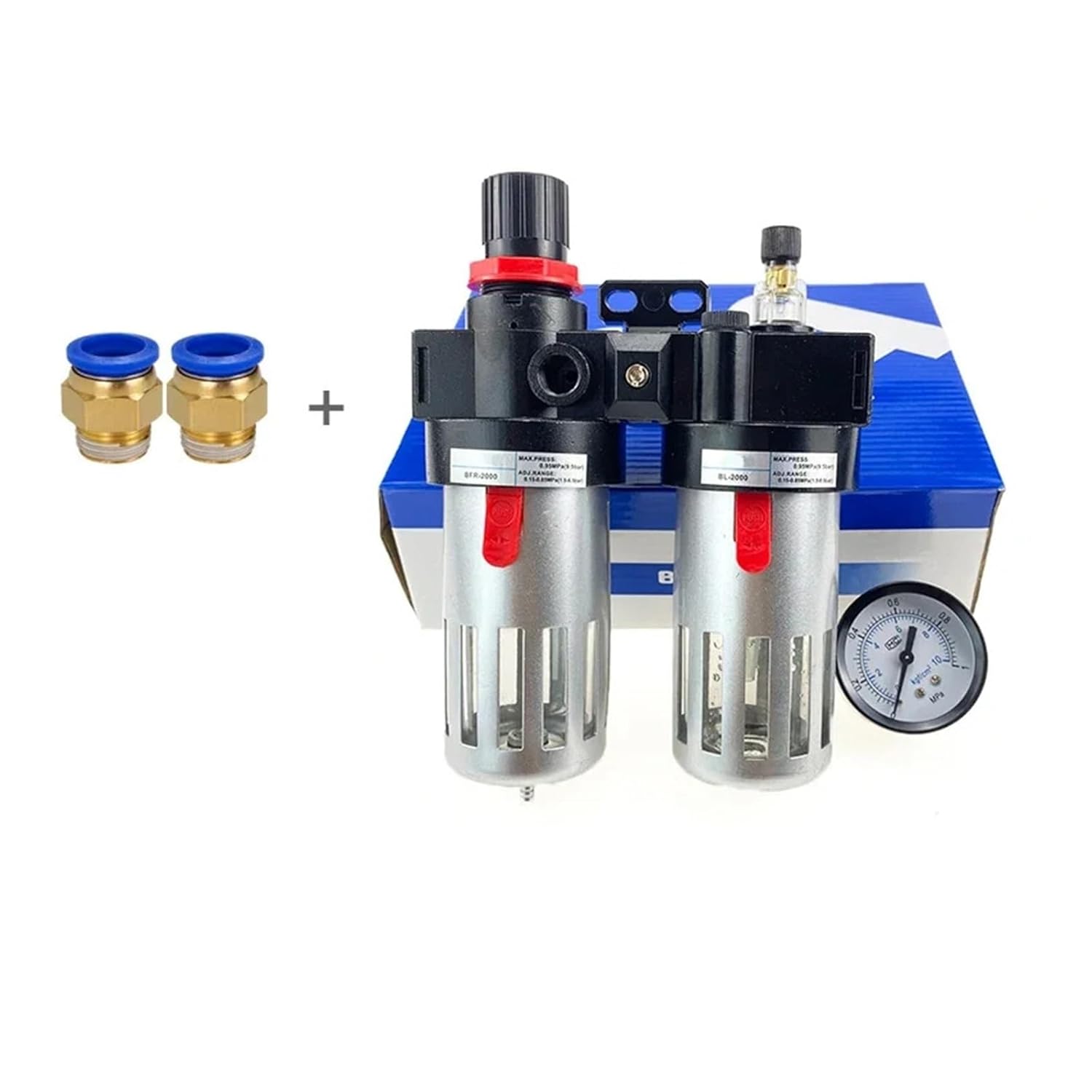 BFC2000 BFC3000 BFC4000 1/4 3/8 1/2 Air Compressor Oil-Water Separator Filter Pressure reducing Valve Preparation Unit FRL Combination(BFC Plastic w 6mm,BFC4000)