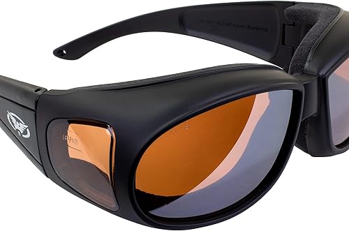 Miniatura 6 de Global Vision Outfitter - Lentes de sol de seguridad para motocicleta, marco negro mate, lentes de espejo de conducción ANSI Z87.1+
